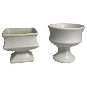 Vintage Lot of McCoy Floraline White Small Planters 4 & 4.5 Inch USA